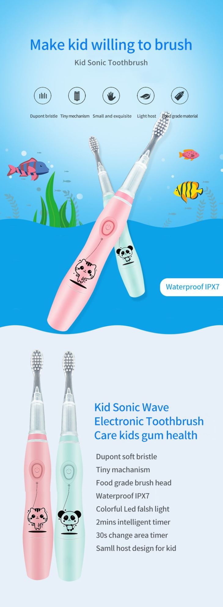 kids pink toothbrush details